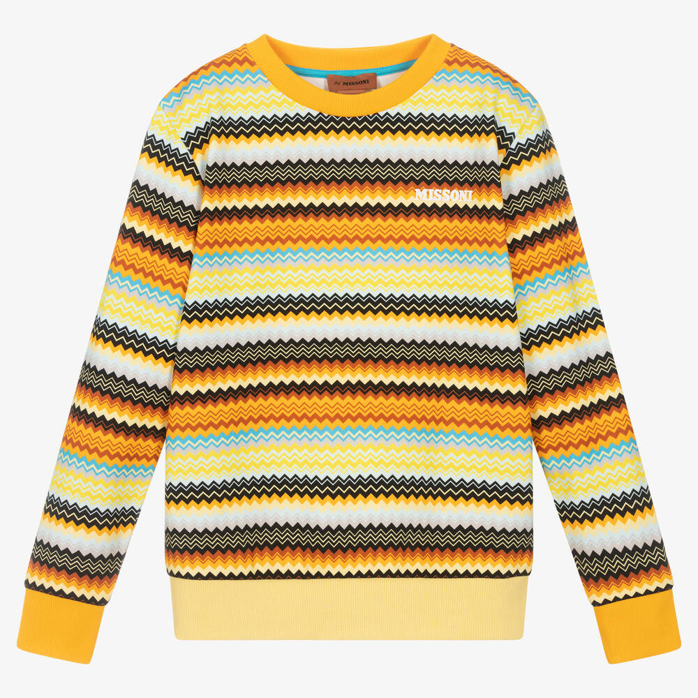 Missoni - Teen Boys Yellow Cotton Zigzag Sweatshirt | Childrensalon