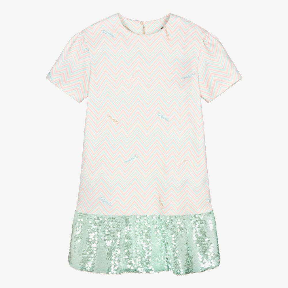 Missoni-Teen Girls Blue & Pink Zigzag Sequin Dress | Childrensalon Outlet