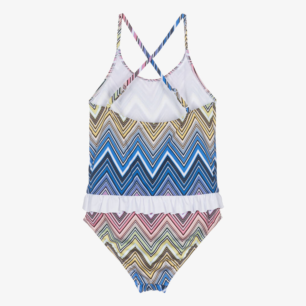Missoni-Teen Girls Blue & Pink Zigzag Swimsuit | Childrensalon Outlet