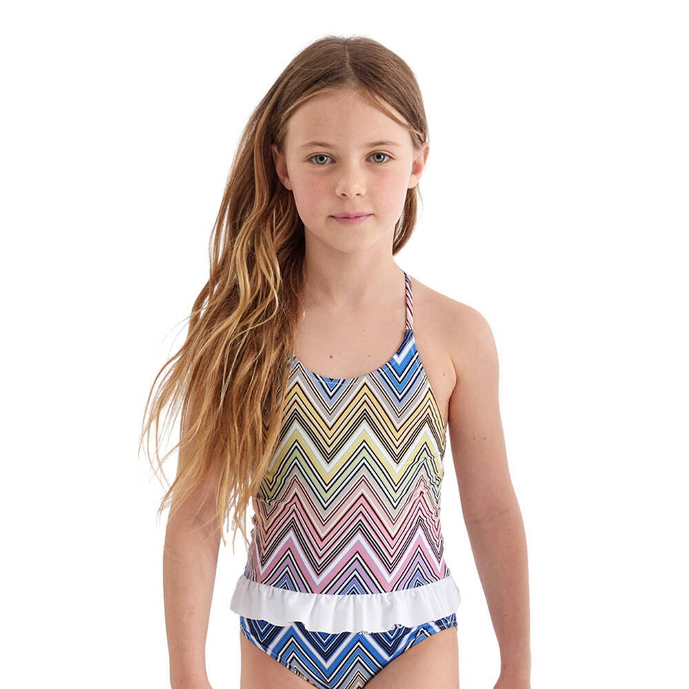 Missoni Teen Girls Blue Pink Zigzag Swimsuit
