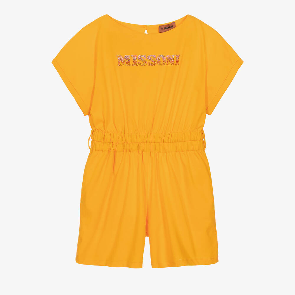 Missoni - Oranger Strass-Baumwoll-Playsuit | Childrensalon