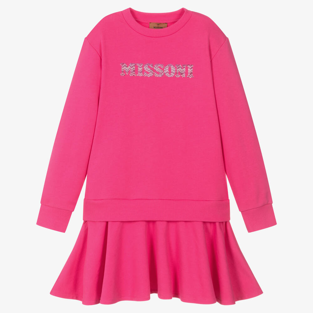 Missoni - Teen Girls Pink Cotton Sweatshirt Dress | Childrensalon