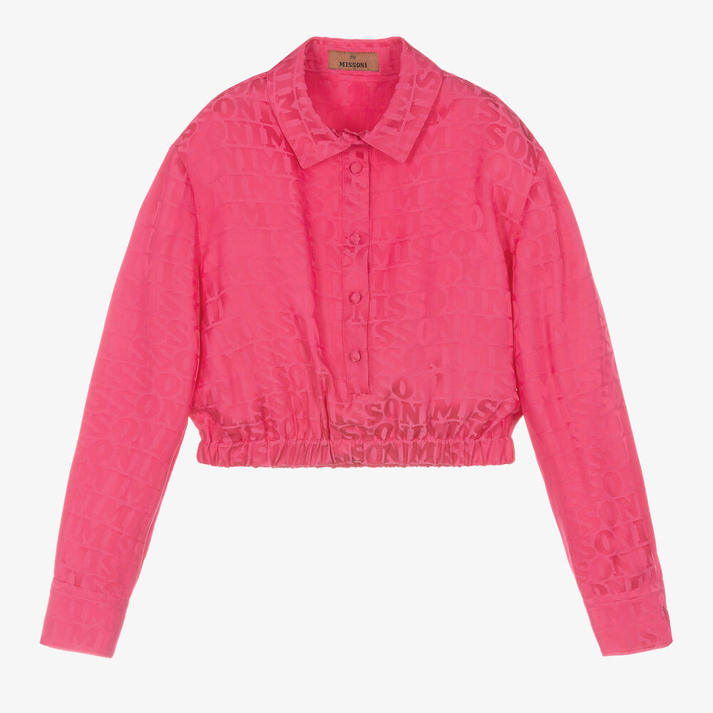 Missoni - Розовая жаккардовая блузка для девочек-подростков  | Childrensalon