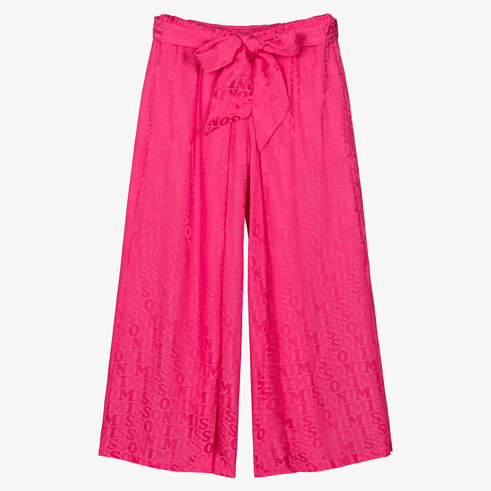 Missoni - Teen Girls Pink Jacquard Wide Leg Trousers | Childrensalon