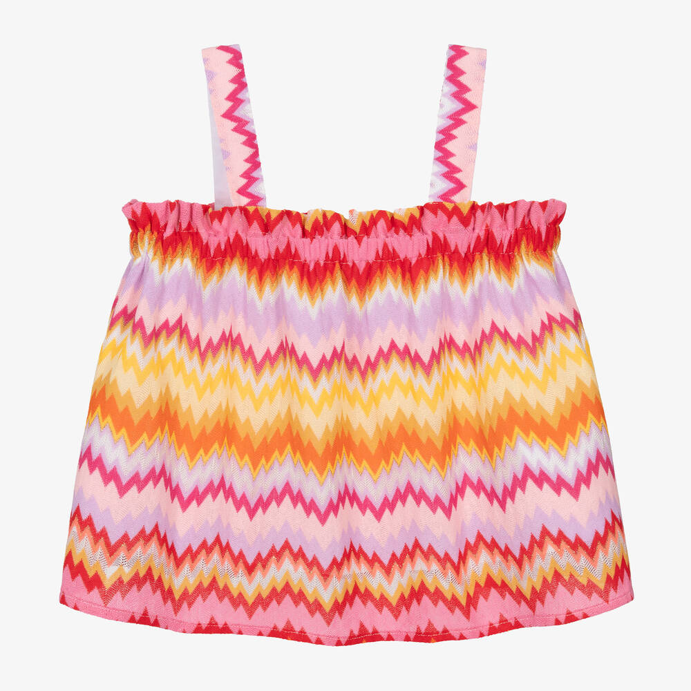 Missoni-Teen Girls Pink Knitted Cotton Zigzag Top | Childrensalon Outlet