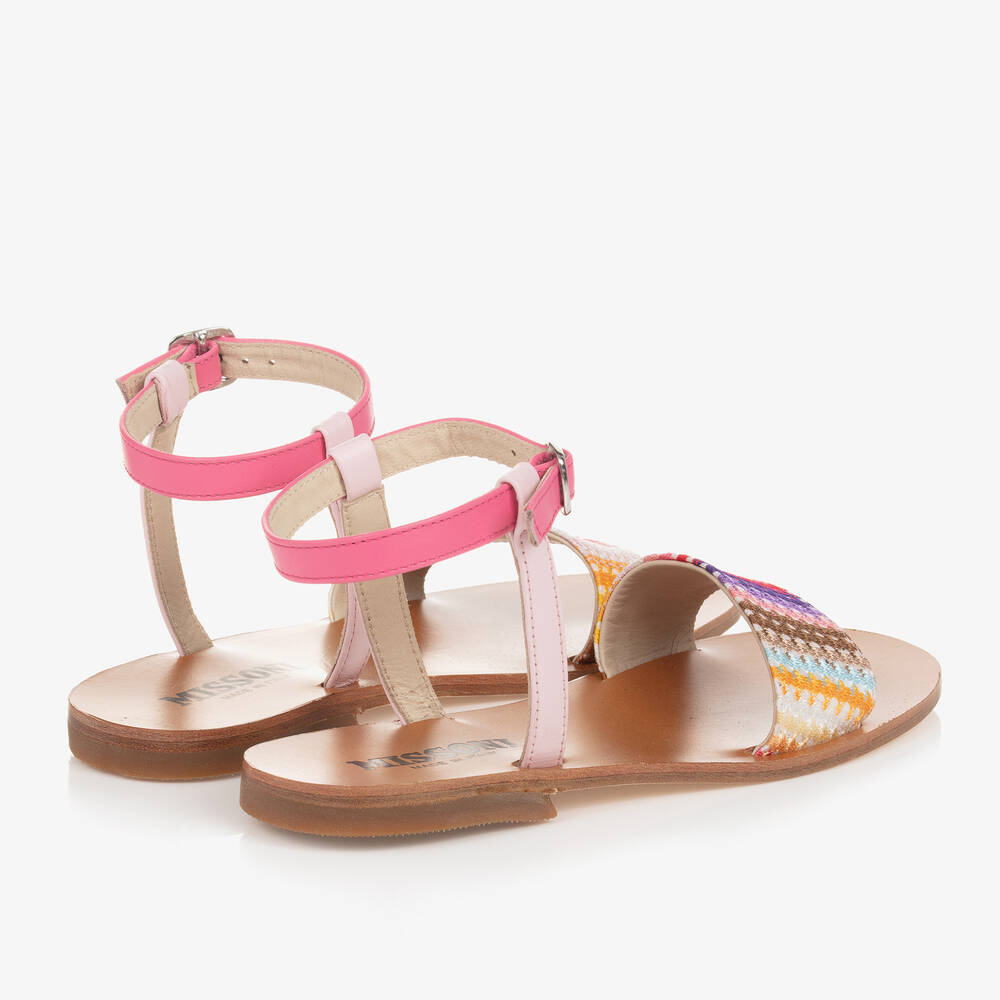 Missoni-Teen Girls Pink Leather Sandals | Childrensalon Outlet