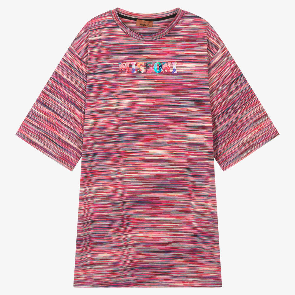 Missoni - Teen Girls Pink Stripe Cotton Jersey Dress | Childrensalon