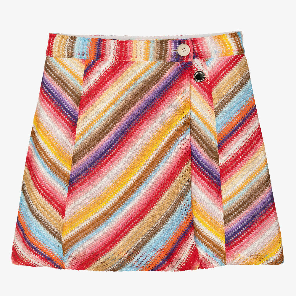 Missoni-Teen Girls Pink Striped Crochet Knit Skirt | Childrensalon Outlet