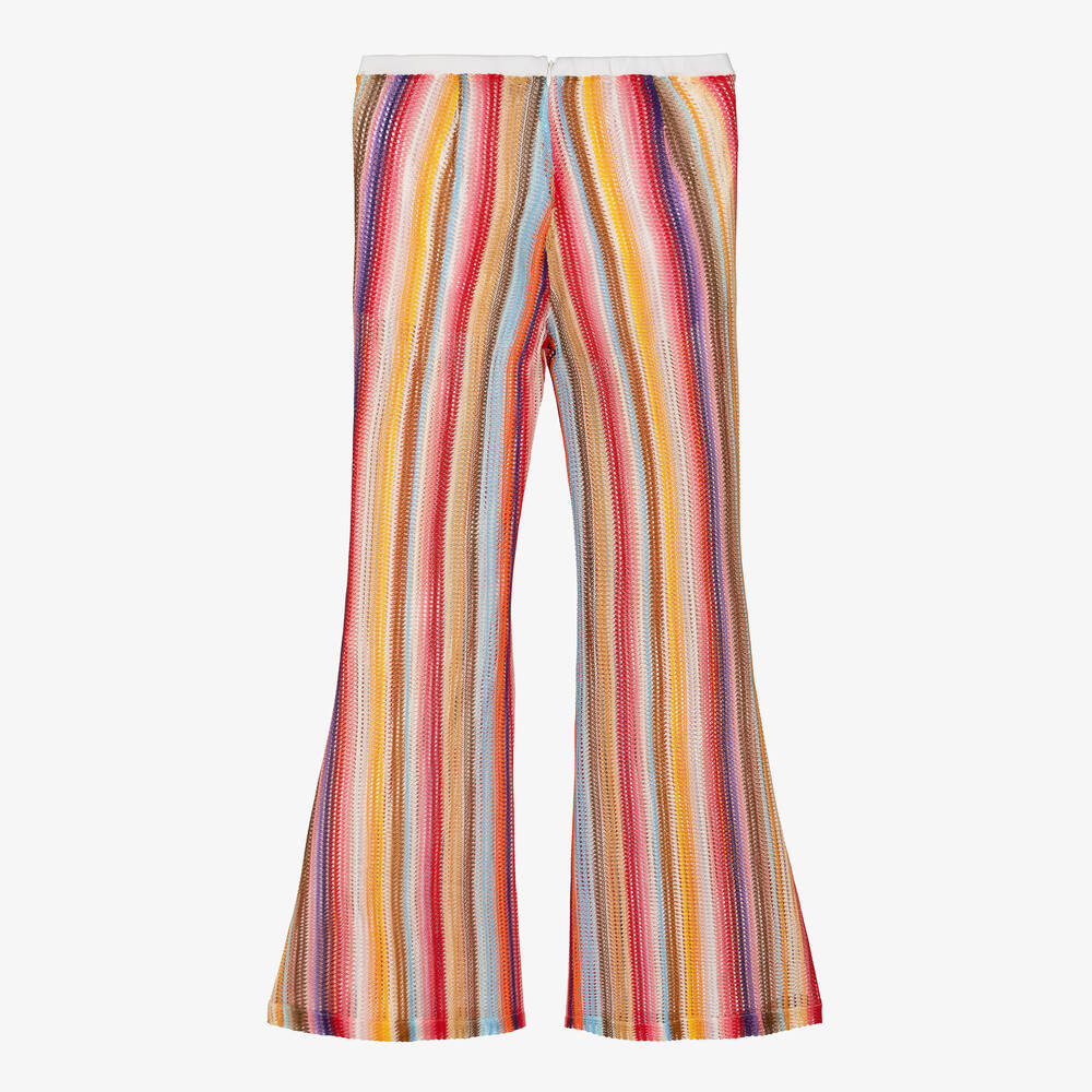 Missoni-Teen Girls Pink Striped Crochet Trousers | Childrensalon Outlet