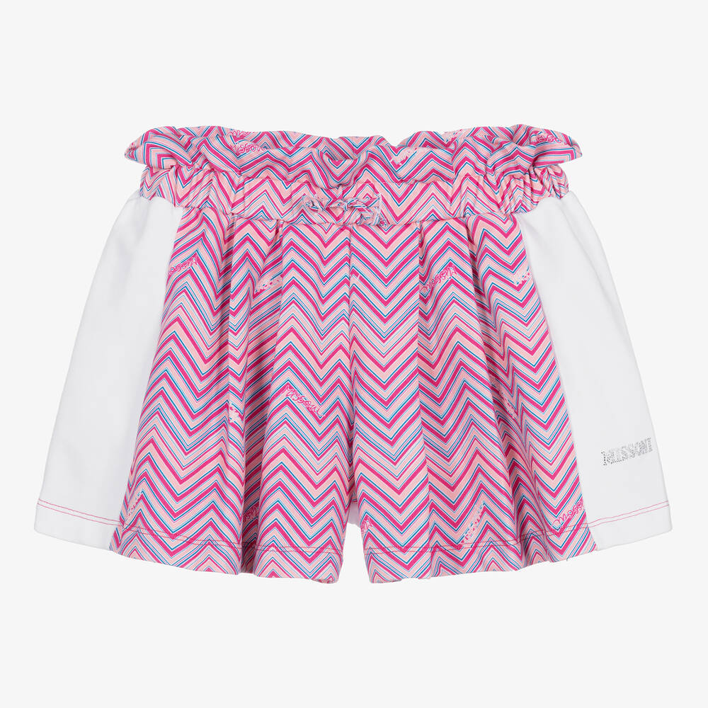 Missoni-Teen Girls Pink & White Cotton Zigzag Shorts | Childrensalon Outlet