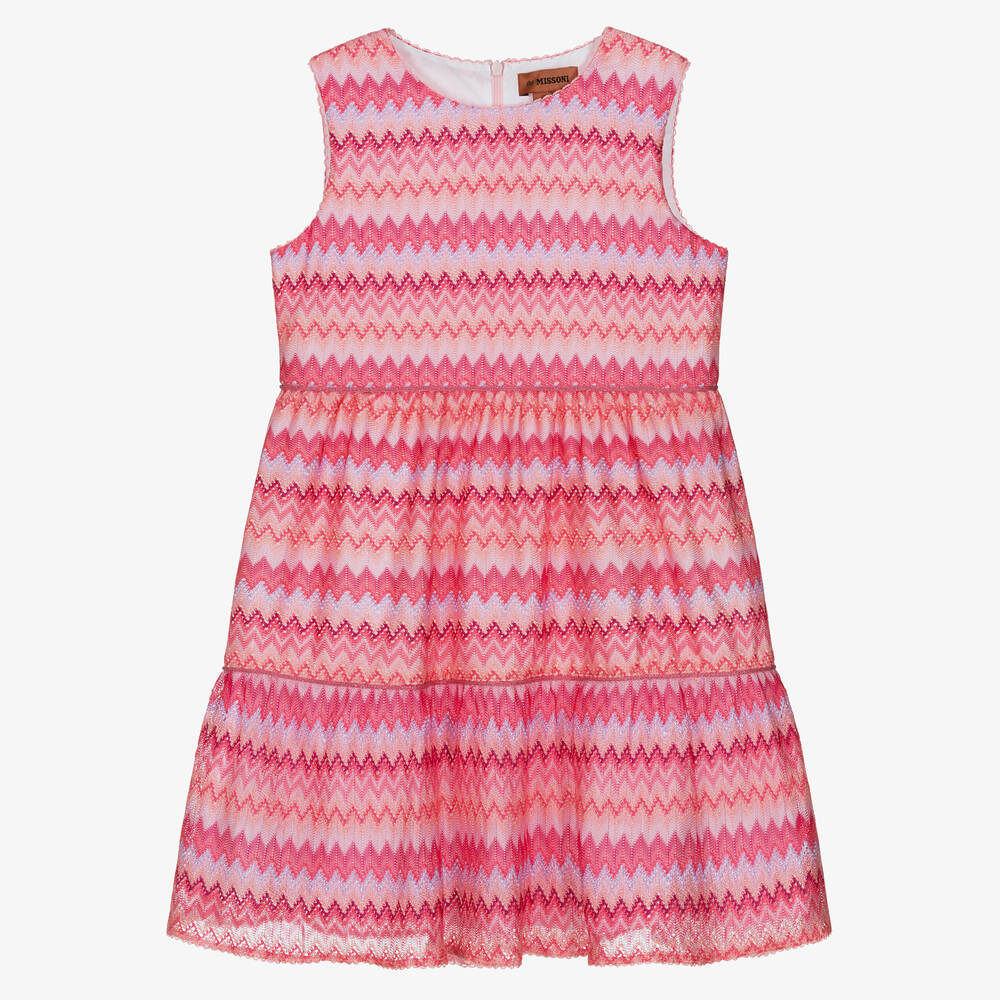 Missoni - Teen Girls Pink Zigzag Knitted Dress  | Childrensalon