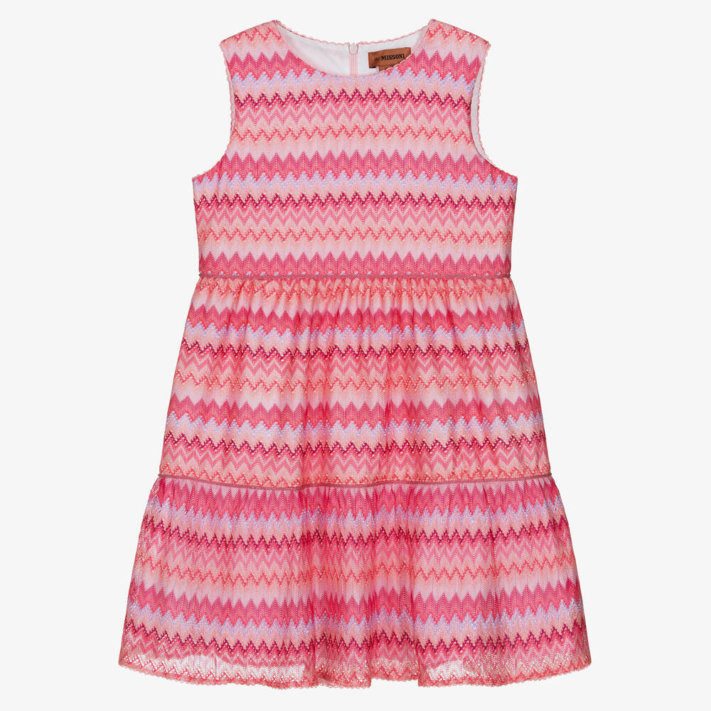 Missoni - Robe rose en maille zigzag ado  | Childrensalon