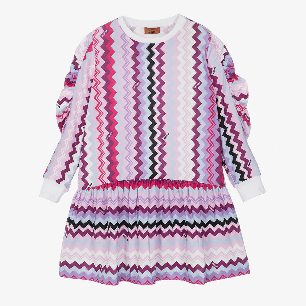 Missoni - Robe zigzags violets en coton ado | Childrensalon