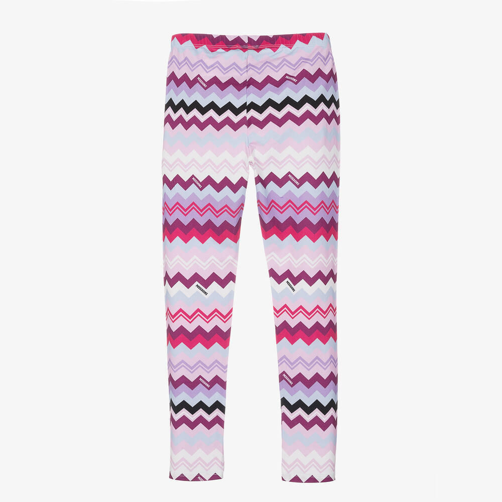 Missoni-Teen Girls Purple Cotton Zigzag Leggings | Childrensalon Outlet