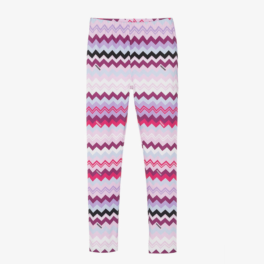 Missoni - Фиолетовые хлопковые легинсы с зигзагами | Childrensalon