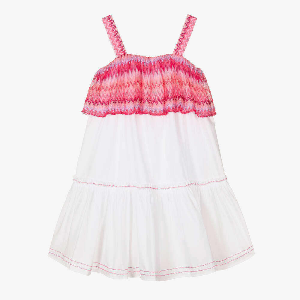 Missoni-Teen Girls White & Pink Zigzag Dress | Childrensalon Outlet