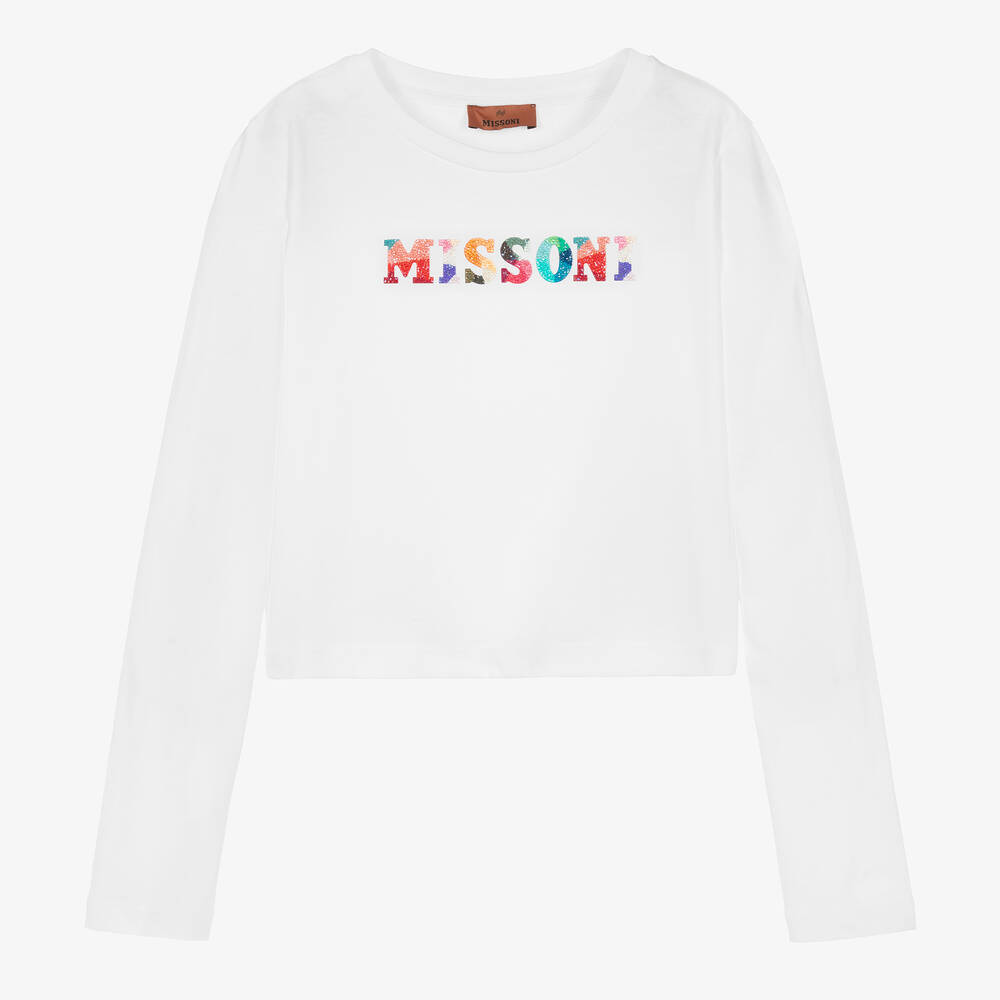 Missoni-Белый топ со стразами для девочек-подростков | Childrensalon Outlet
