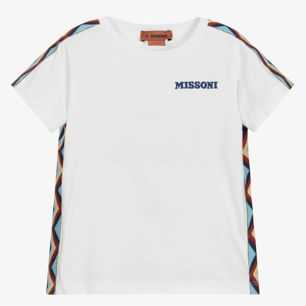 Missoni-تيشيرت تينز قطن عضوي لون أبيض | Childrensalon Outlet