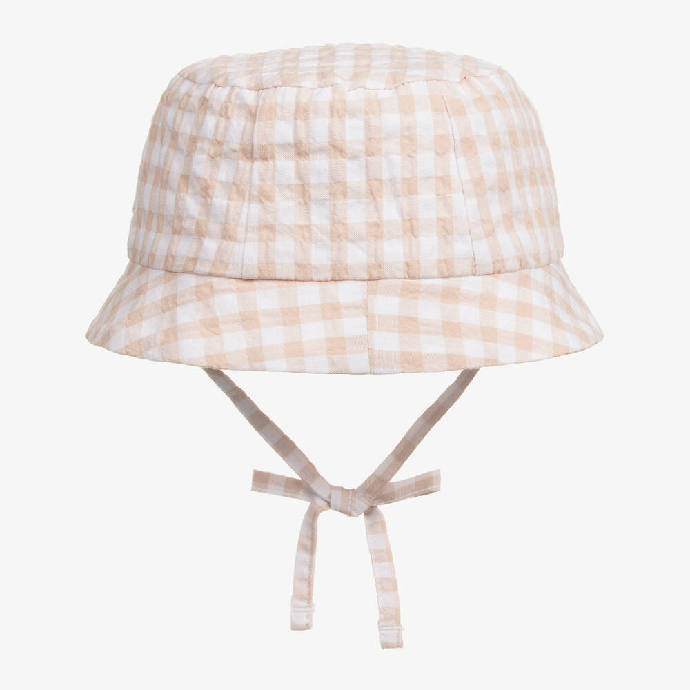 Mitch & Son-Baby Boys Beige Gingham Bucket Hat | Childrensalon Outlet