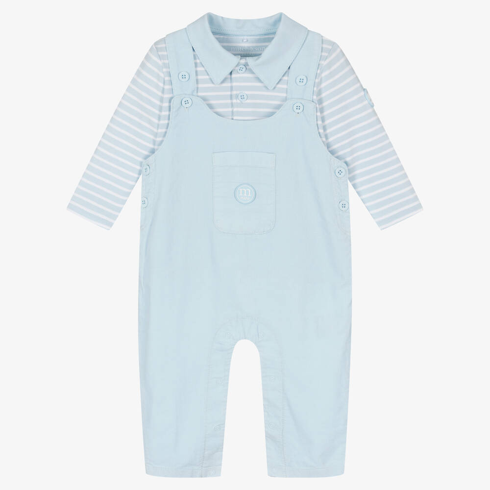 Mitch & Son - Baby Boys Blue Corduroy Dungarees Set | Childrensalon