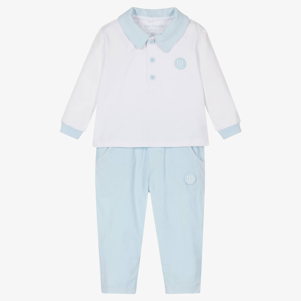 Mitch & Son - Baby Boys Blue Corduroy Trouser Set | Childrensalon