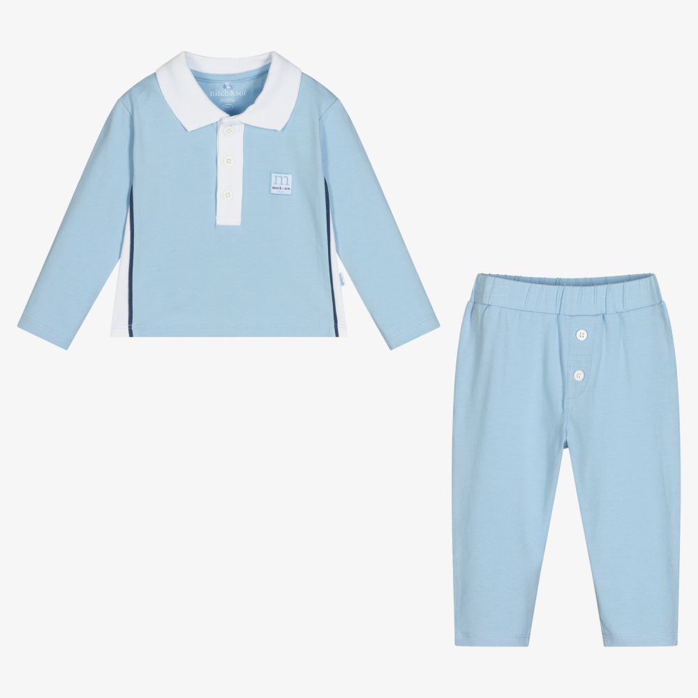 ميتش آند سون-Baby Boys Blue Cotton Outfit Set | Childrensalon Outlet