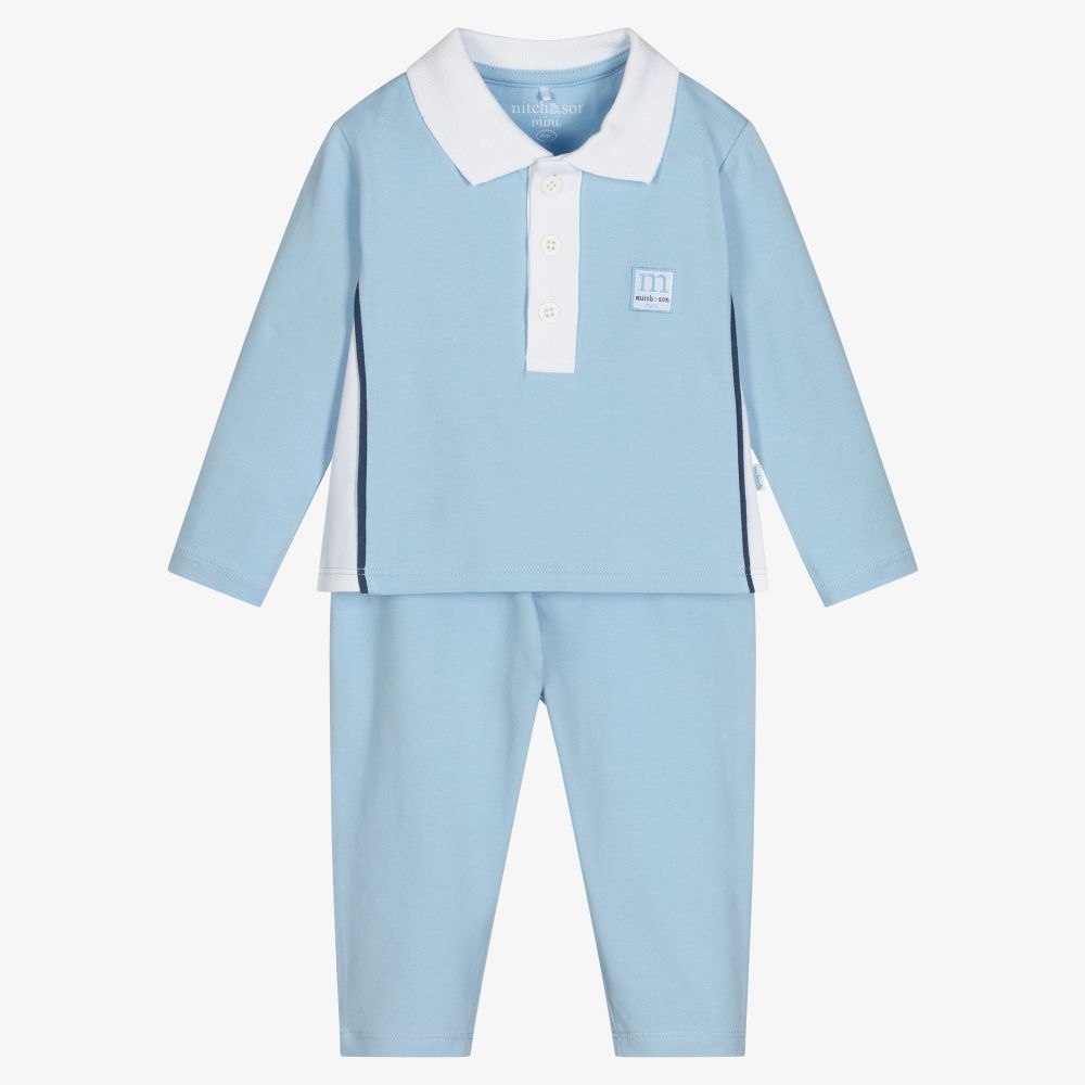 Mitch & Son - Baby Boys Blue Cotton Outfit Set | Childrensalon