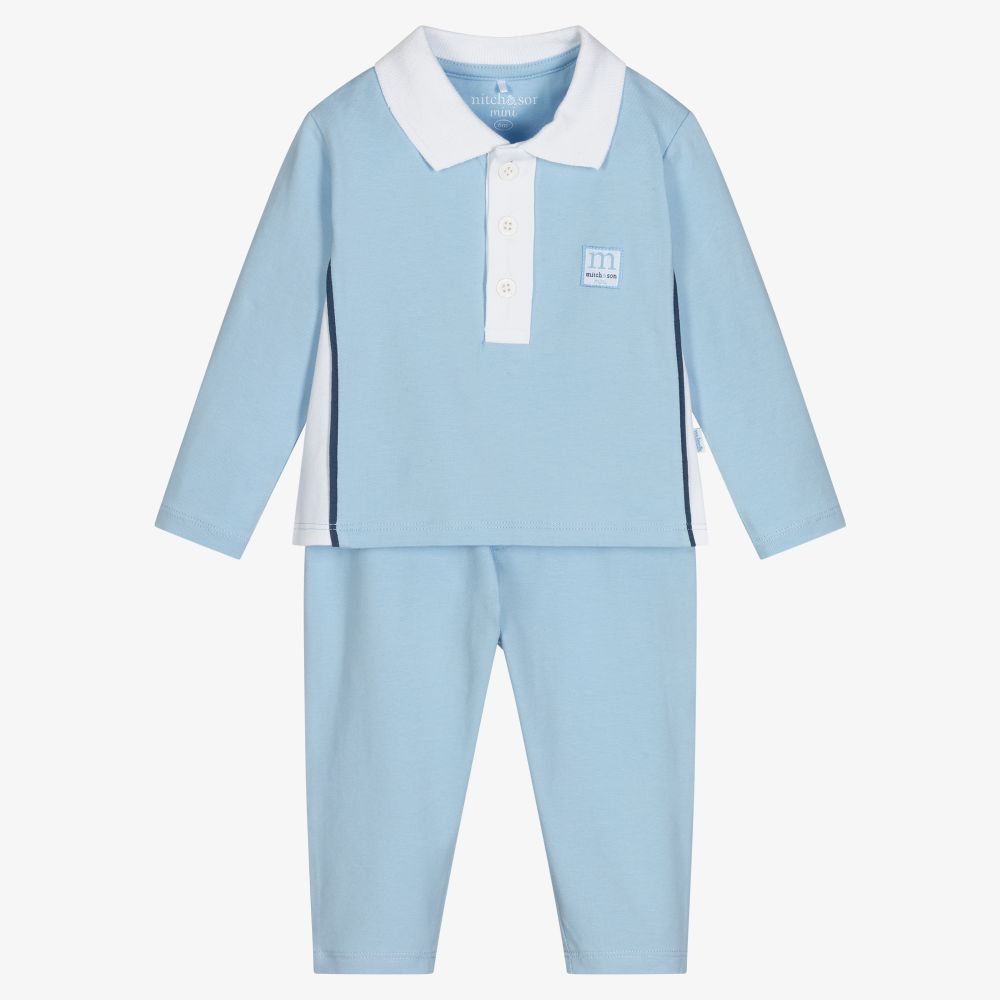 Mitch & Son-Baby Boys Blue Cotton Outfit Set | Childrensalon Outlet