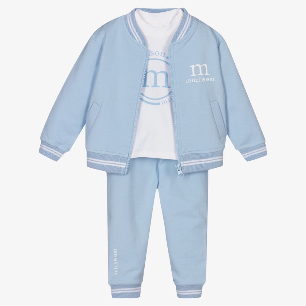 Mitch & Son - Baby Boys Blue Cotton Tracksuit | Childrensalon