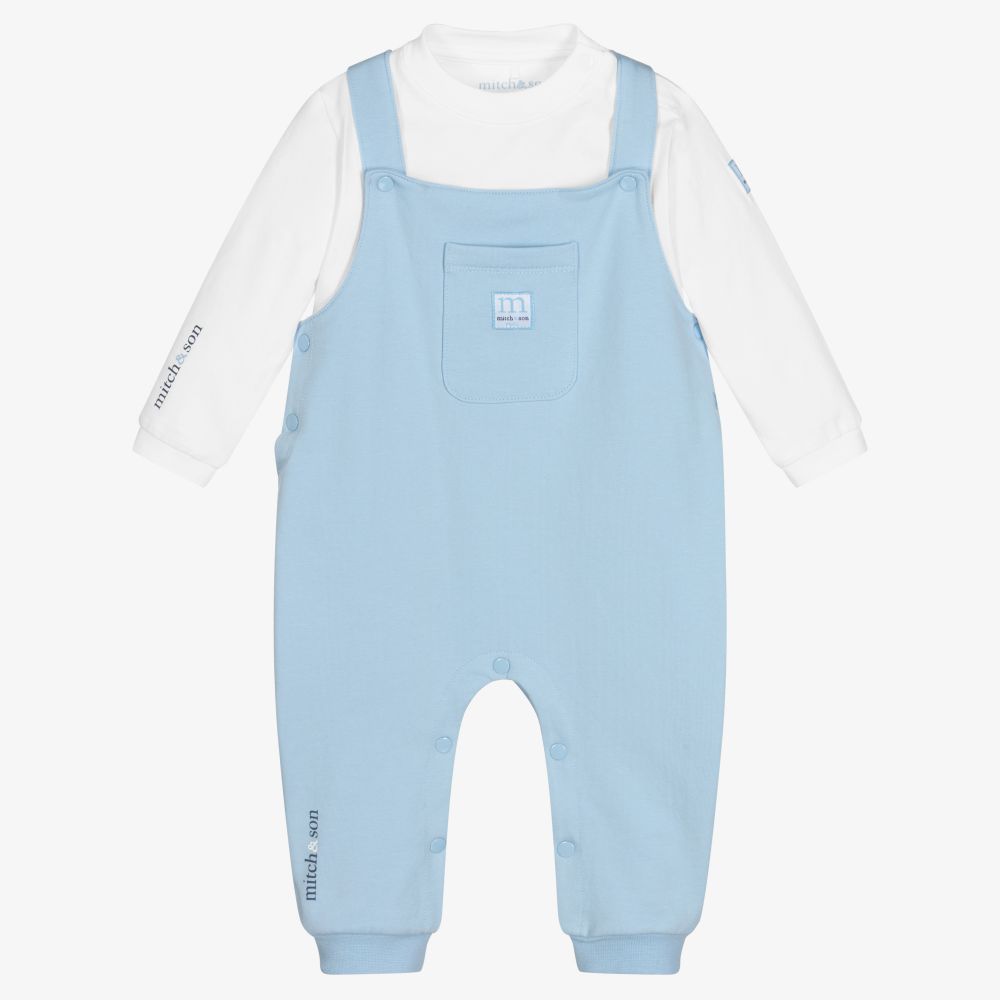 Mitch & Son - Baby Boys Blue Dungaree Set | Childrensalon