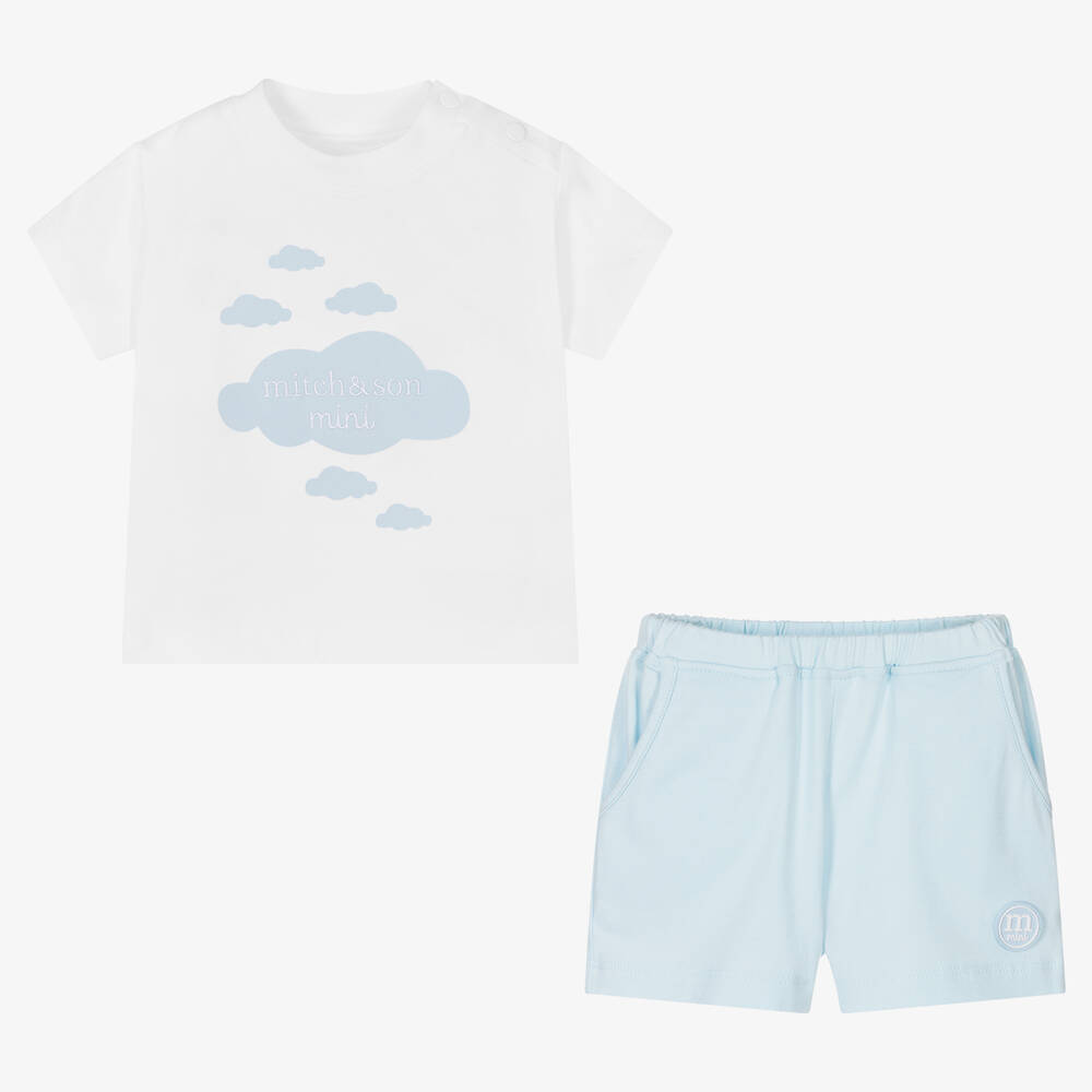 Mitch & Son-Белая футболка и голубые шорты | Childrensalon Outlet