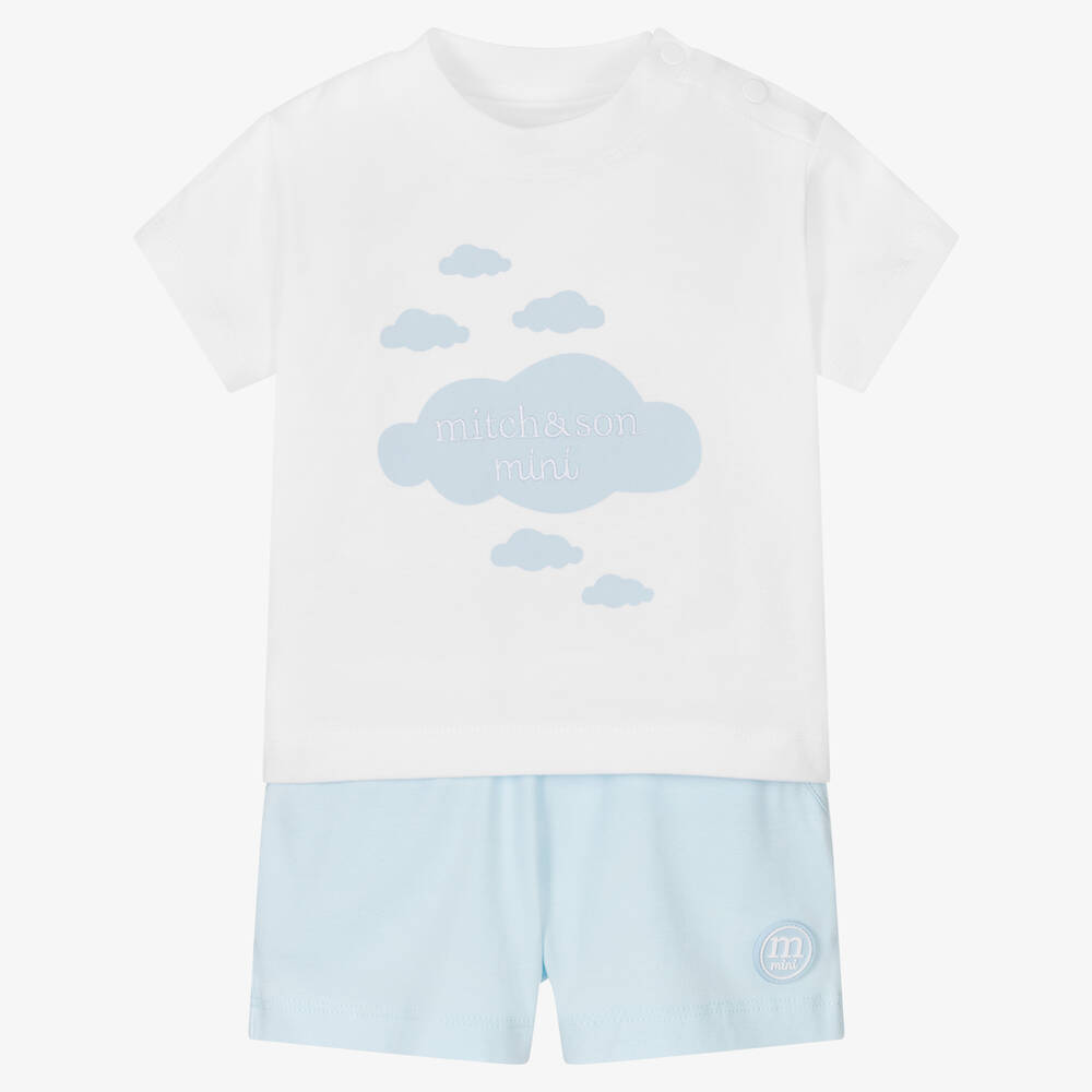 Mitch & Son - Белая футболка и голубые шорты | Childrensalon