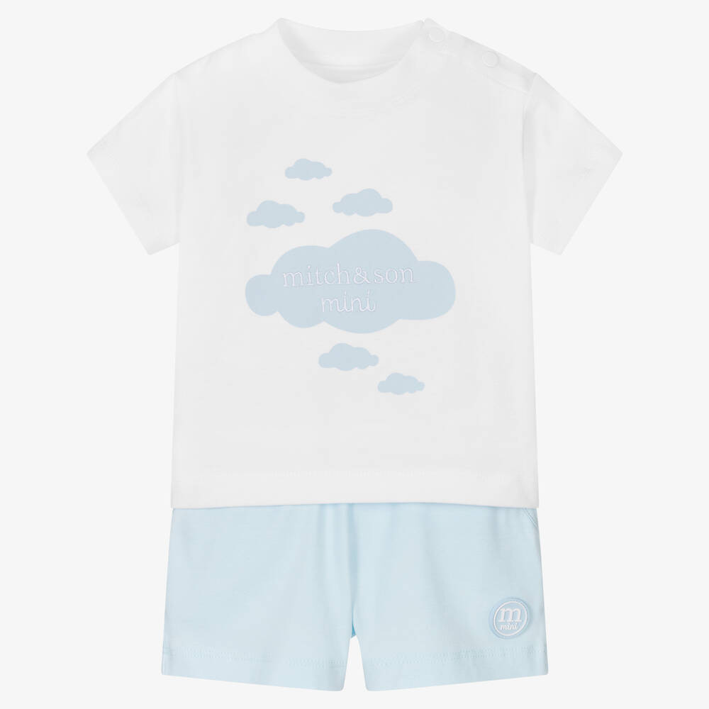 Mitch & Son - Ensemble short bleu et blanc bébé | Childrensalon