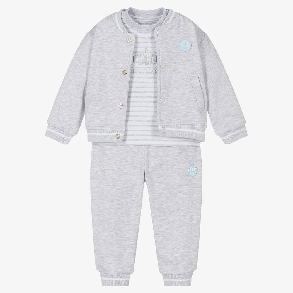 Mitch & Son-Baby Boys Grey Jersey Trouser Set | Childrensalon Outlet