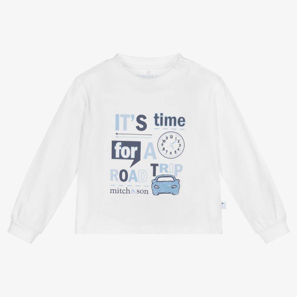 Mitch & Son-Baby Boys White Cotton Top | Childrensalon Outlet