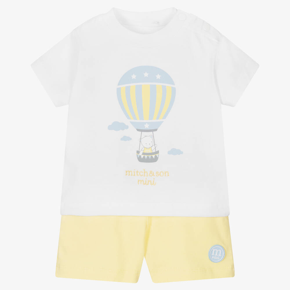 Mitch & Son - Baby-Shorts-Set in Gelb und Weiß | Childrensalon