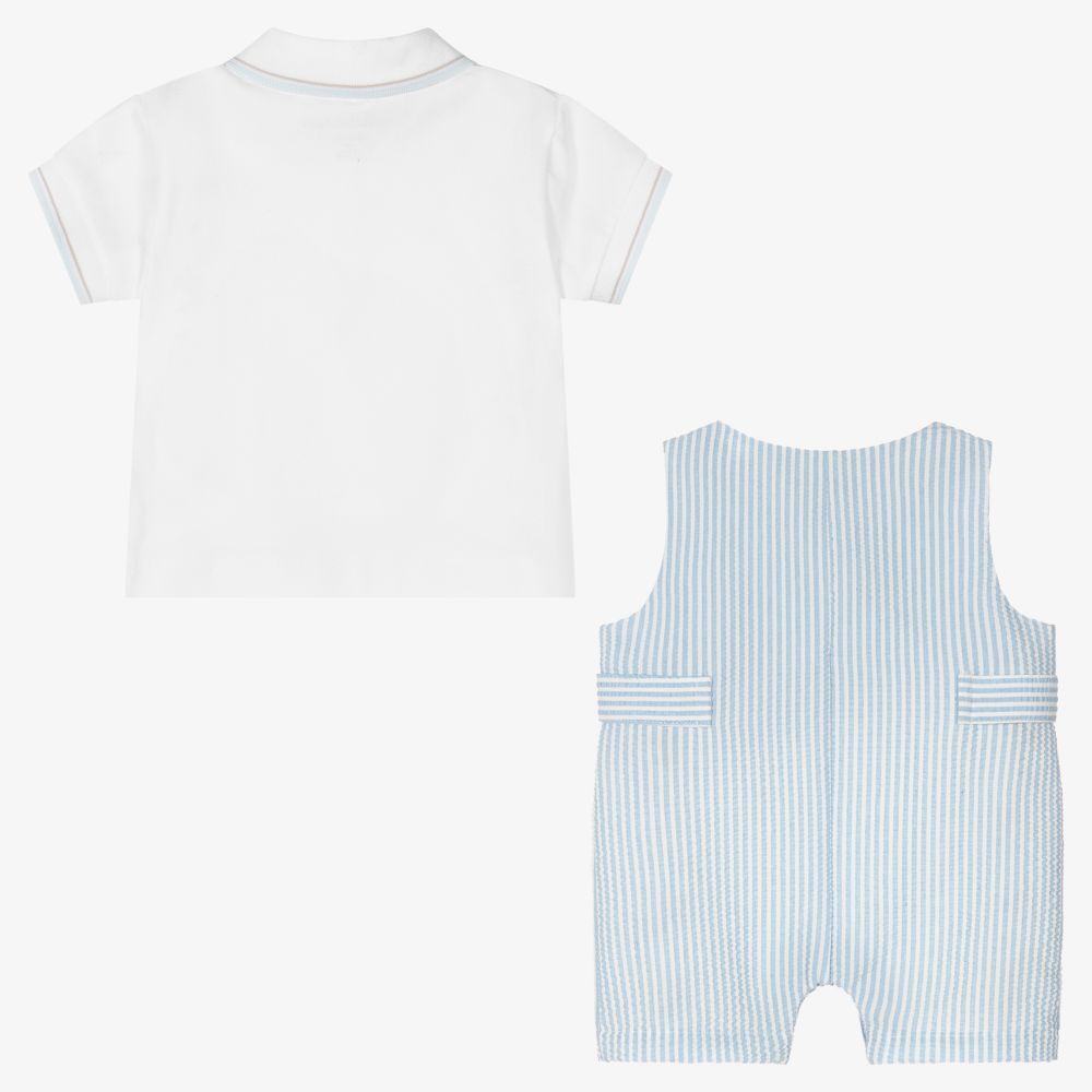 Mitch & Son-Белый топ и голубой комбинезон из хлопка | Childrensalon Outlet