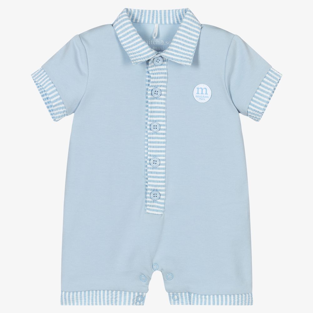 Mitch & Son - Blue Cotton Logo Shortie | Childrensalon