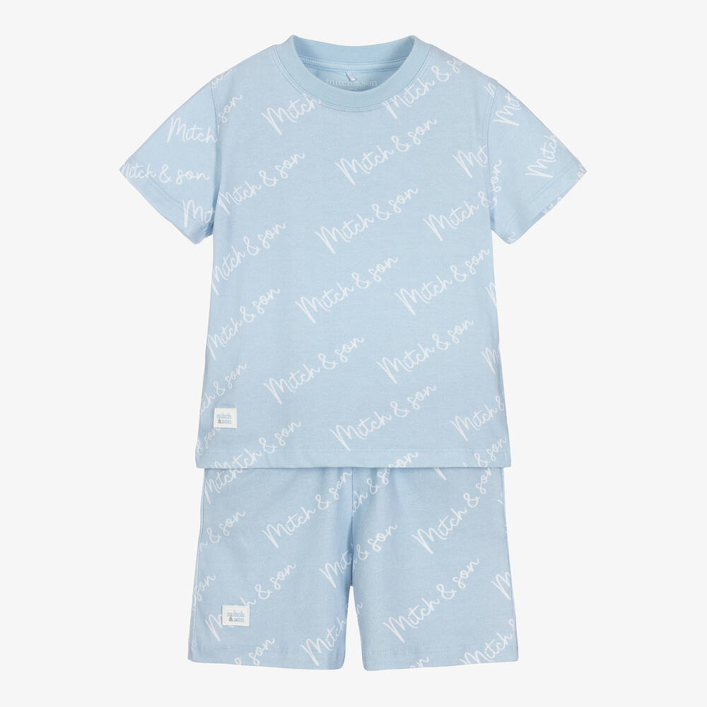 Mitch & Son - Ensemble short bleu en coton | Childrensalon