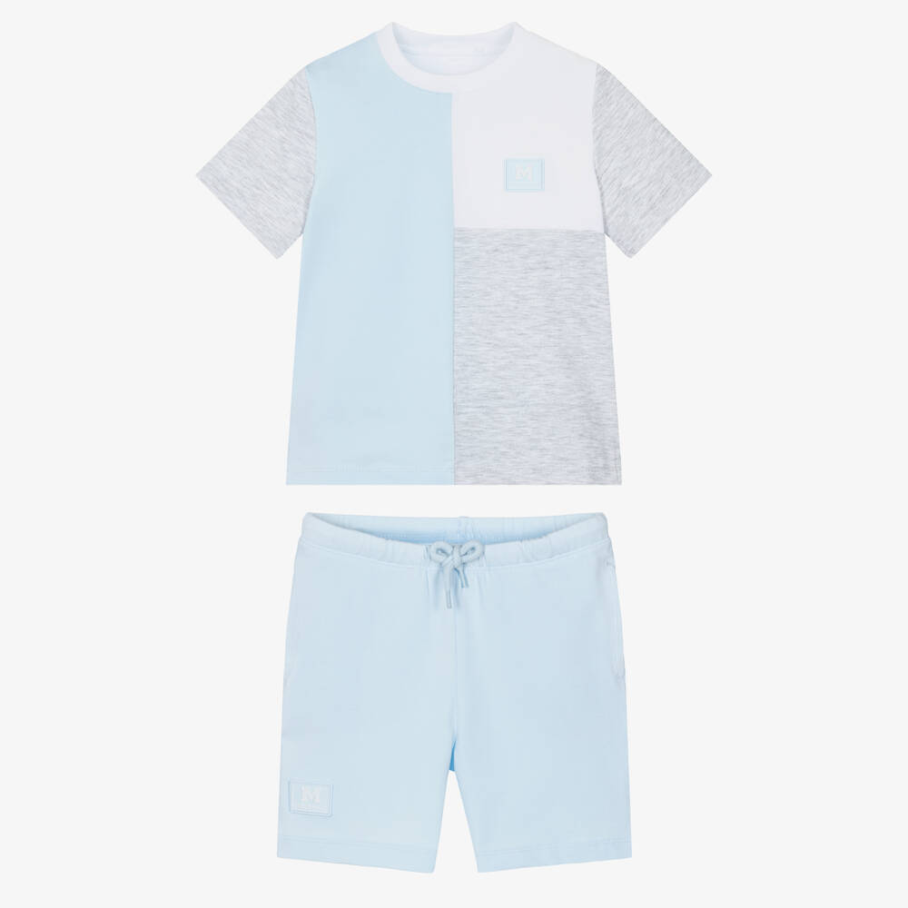 Mitch & Son-Blue & Grey Colourblock Shorts Set | Childrensalon Outlet