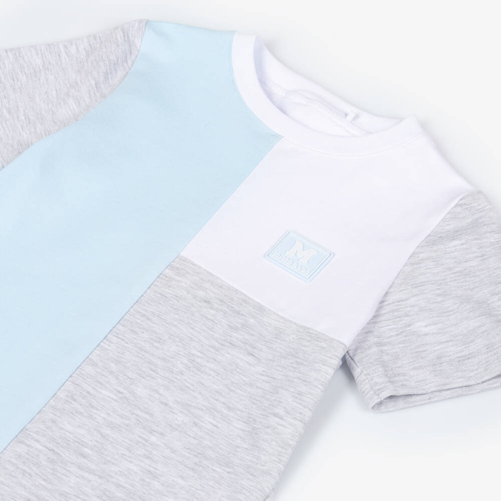 Mitch & Son-Blue & Grey Colourblock Shorts Set | Childrensalon Outlet