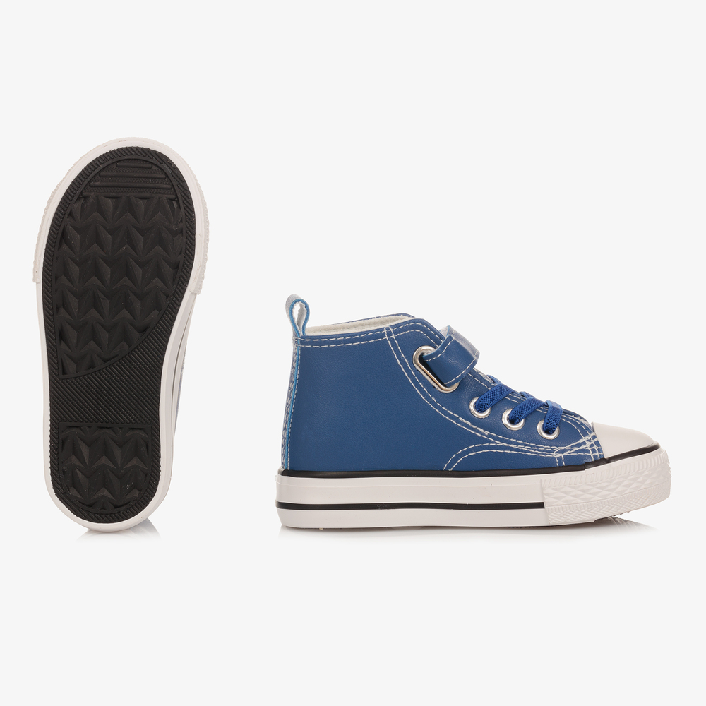 ميتش آند سون-ترينرز جلد صناعي بكاحل عالي لون أزرق للأولاد | Childrensalon Outlet