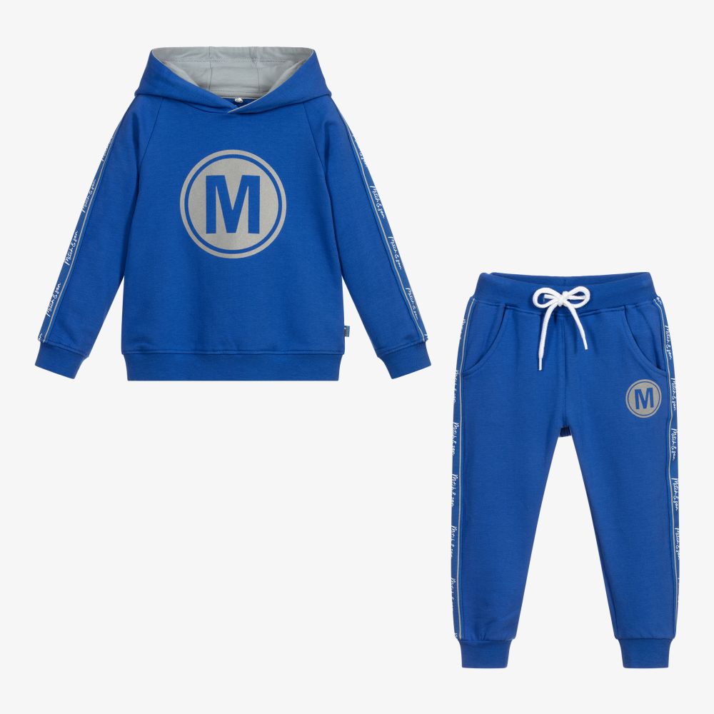 Mitch & Son-Blue Hooded Cotton Tracksuit | Childrensalon Outlet