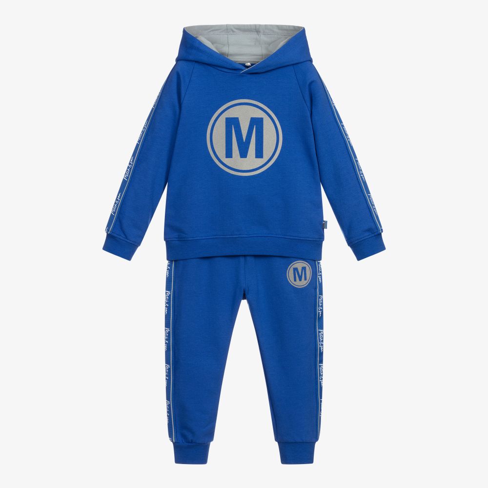 Mitch & Son - Синий хлопковый спортивный костюм с капюшоном | Childrensalon