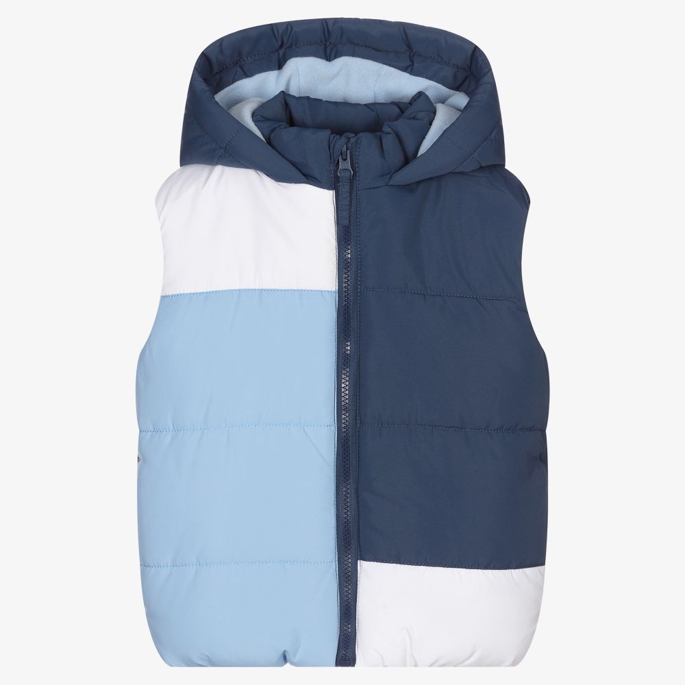 Mitch & Son - Blue Hooded Puffer Gilet | Childrensalon