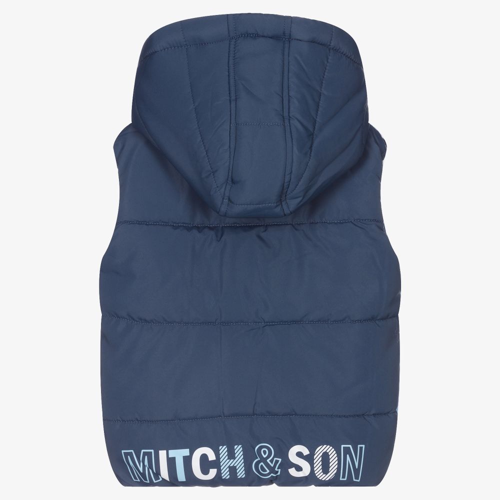 Mitch & Son-Blue Hooded Puffer Gilet | Childrensalon Outlet