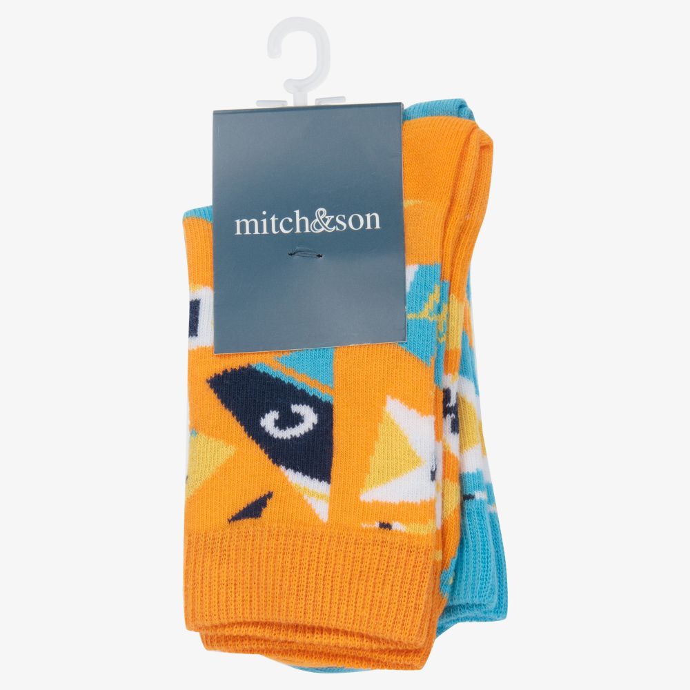 Mitch & Son-Blue & Orange Socks (2 Pack) | Childrensalon Outlet