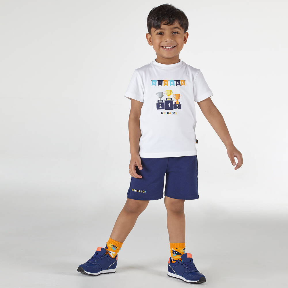 Mitch & Son-Blue & Orange Socks (2 Pack) | Childrensalon Outlet