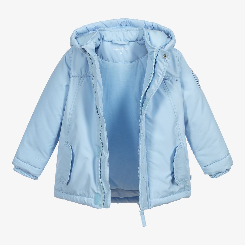 ميتش آند سون-جاكيت هودي مبطن لون أزرق باهت للأولاد | Childrensalon Outlet