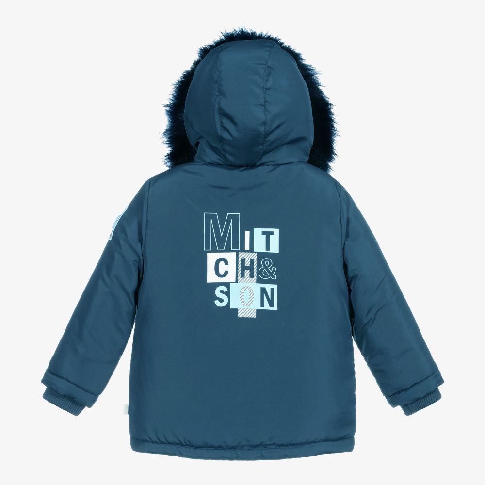 ميتش آند سون-جاكيت هودي مبطن لون أزرق باهت للأولاد | Childrensalon Outlet